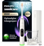 Philips Sonicare Next-Generation DiamondClean 8500 Elektrische Tandenborstel - Slimme Poetsdruksensor, 18 Poetsinstellingen, Oplaadreisetui & Oplaadglas - Wit - HX8513/11