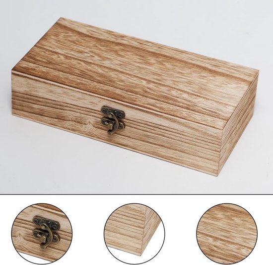 kist met deksel, 20 x 10 x 5 cm, 6 stuks, kleine houten dozen met deksel om te beschilderen, schatkist, hout, natuur, rechthoekig, voor doe-het-zelf knutselen, opbergdoos — afbeelding 2
