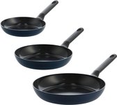 BK Enjoy Koekenpannenset 3-delig - 20/24/28cm - PFAS-vrije antikleeflaag - Pannenset inductie - Keramische pannenset - Ovenbestendig tot 160°C - Koudgrepen - Donkerblauw