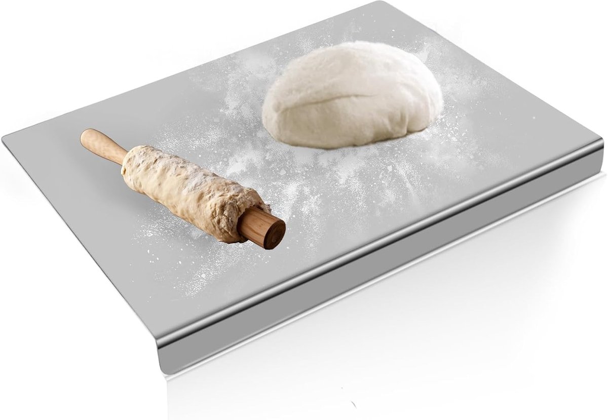 40 x 50 cm roestvrij staal werkblad snijplank keuken snijplank zware snijplank antislip en solide voor het kneden van pizzadeeg geschikt voor vlees en groenten