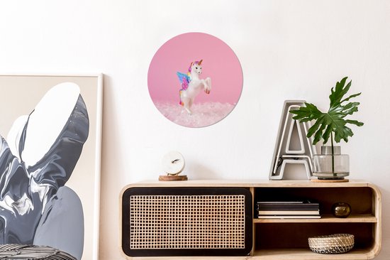 Statuette de licorne cabré Cercle mural aluminium ⌀ 30 cm - impression photo sur cercle mural / cercle vivant / cercle de jardin (décoration murale)