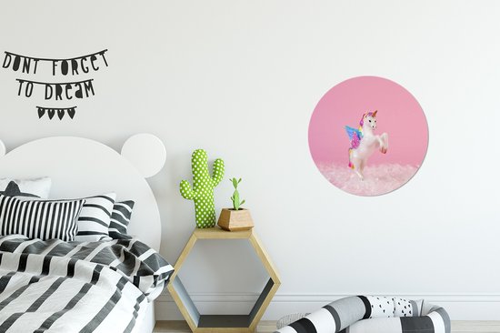 Statuette de licorne cabré Cercle mural aluminium ⌀ 30 cm - impression photo sur cercle mural / cercle vivant / cercle de jardin (décoration murale)