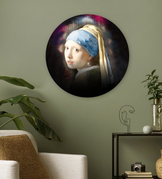 Cercle mural - Plastique - Boucle d'oreille La Fille à la perle - Vermeer - Art - ⌀ 60 cm