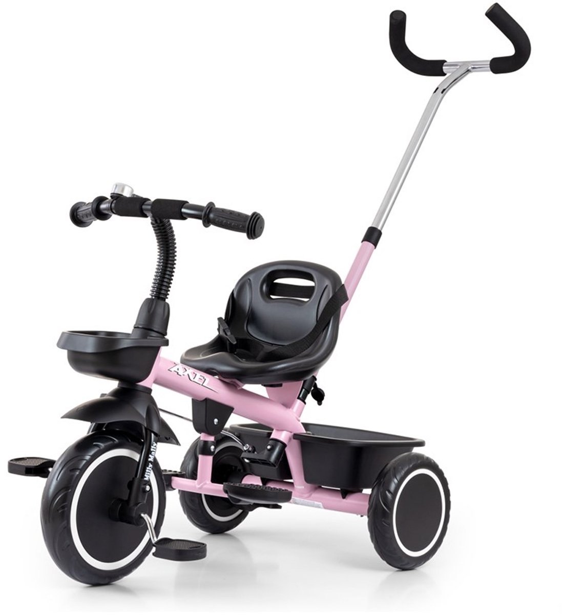 Milly Mally Axel kinderdriewieler met duwstang roze - Driewieler