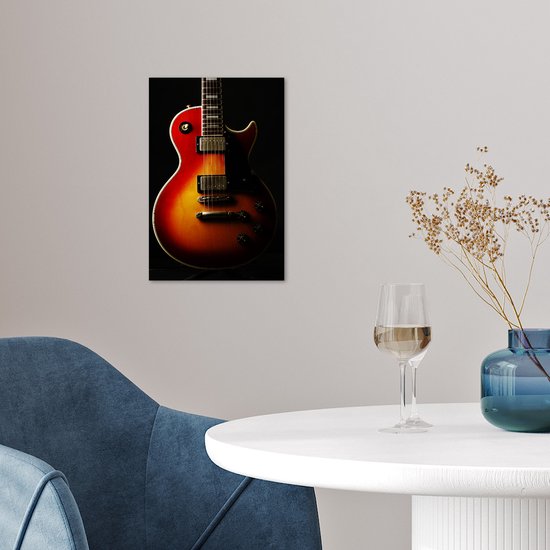 Poster 20x30 cm - Een roodkleurige elektrische gitaar - Posters - Kamer decoratie - Wanddecoratie woonkamer - Muurdecoratie slaapkamer