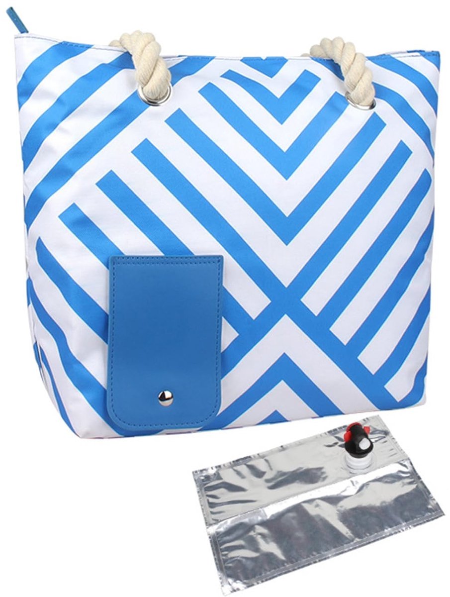 Dailygoods- Wijnboodschappentas Geïsoleerd - Drankdispenser - Lekvrije Picknicktas - Strand/Camping - Tot 1,5 Liter - Inclusief Schenktuit