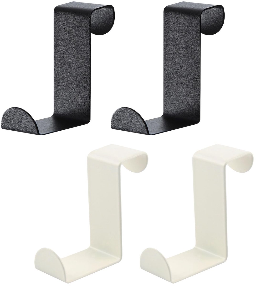 Dailygoods- Deurhaken Set van 4 - Roestvrij Stalen Haken - Multifunctionele Haken - Z-vormige Haken - Voor Deur/Lade/Kast - Zonder Boren - Haakjes