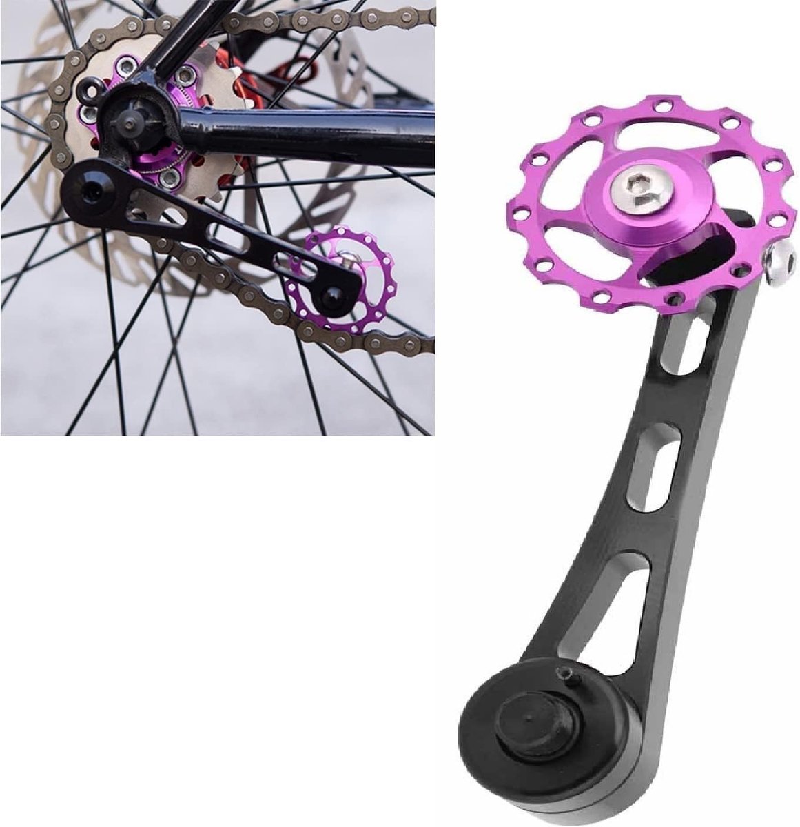 Dailygoods - Fietskettingspanner, Aluminium Fiets Single Speed Kettingstabilisator Achterderailleur Kettinggeleider voor Racefiets MTB