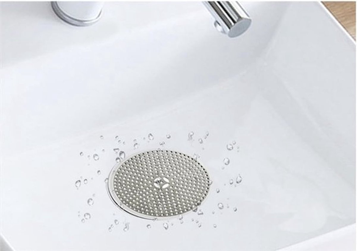 Sifon roestvrij staal - Afvoerzeef met haarfilter - Afvoerstop voor badkamer - Gootsteen - Douche - Diameter 11,8 cm