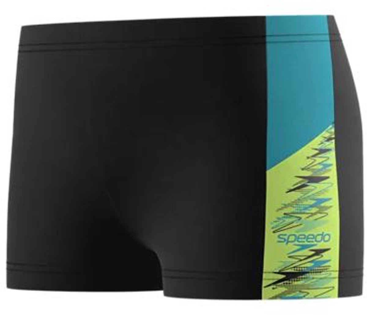 Speedo Dive Aquashort Jongens - Zwembroek Jongens met Korte Pijp - Zwemshort Jongens met Trekkoord - Sportzwembroek Kids met Vormvaste Pasvorm - Zwart/Groen - 164