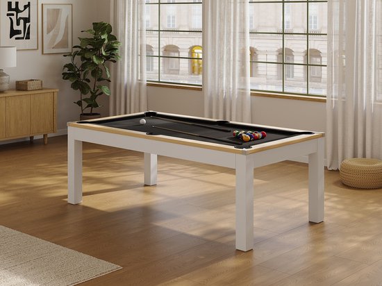 Vente-unique Convertibele tafel - Biljart & Pingpong - 213 x 112 x 81,5 cm - Zwart en wit - BALTHAZAR van Vente-unique — afbeelding 4