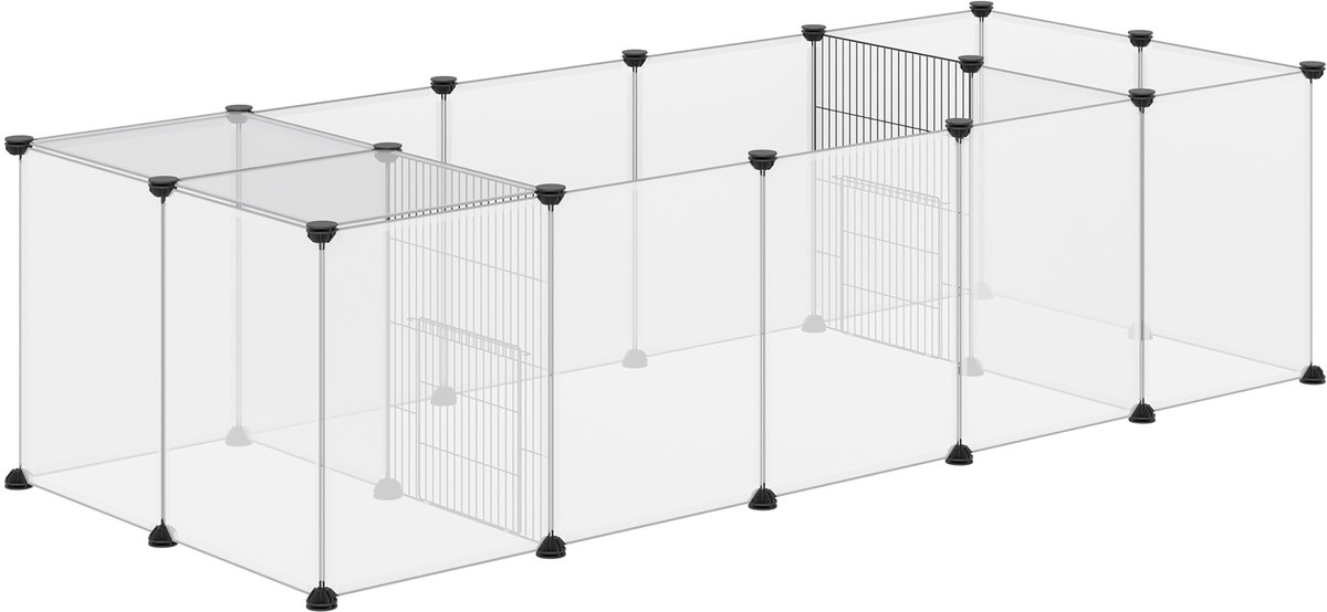 Hekwerk voor kleine dieren – 20 panelen – 175 x 70 x 45 cm – wit