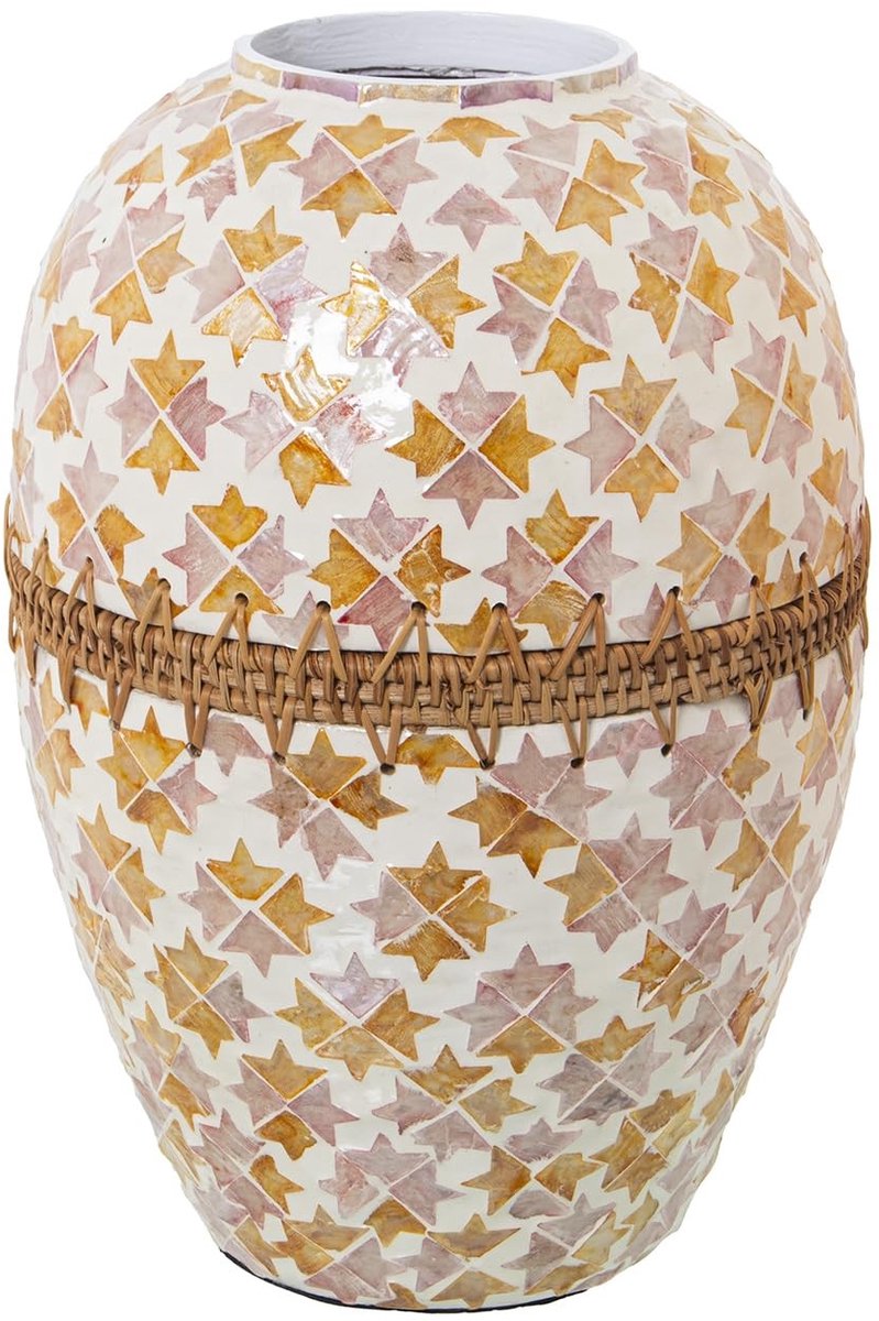 Solidchoice - Tafelvaas van Moeder van Parel en Rattan 24 x 36 cm