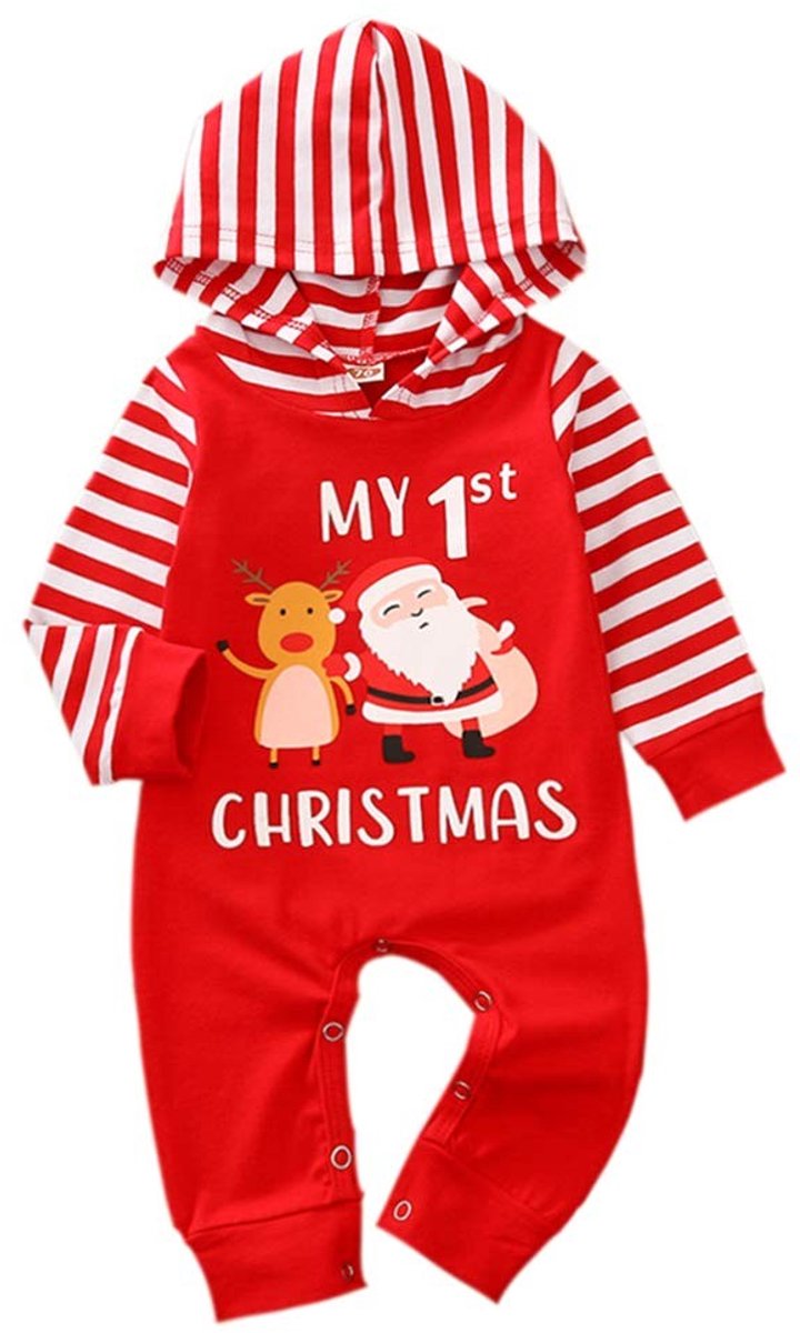 Solidchoice - Baby Jongenskleding Kerst Romper Jumpsuit Rood - Kerstman