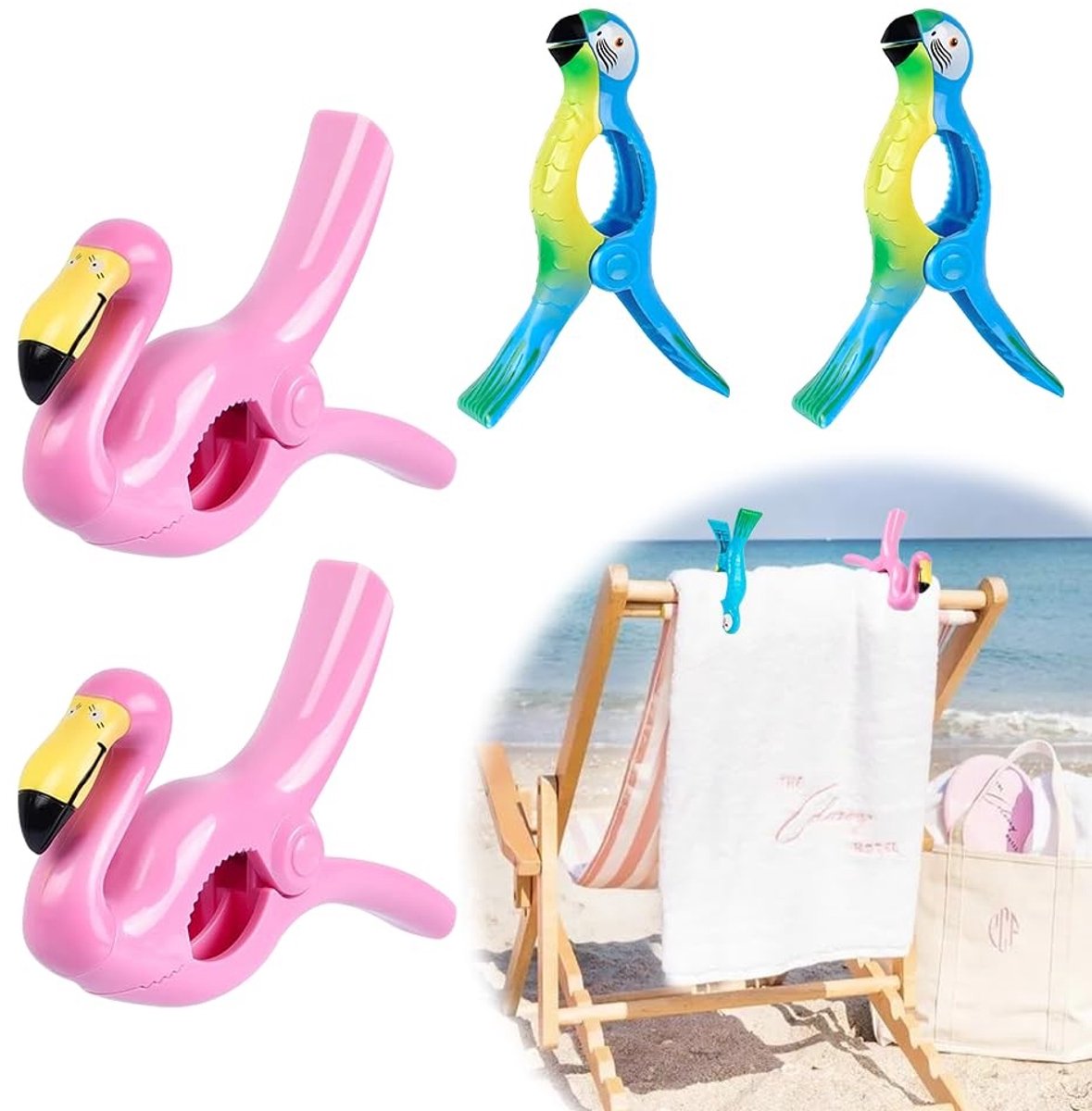 Solidchoice - Set van 4 Winddichte Strandhanddoek Klemmen