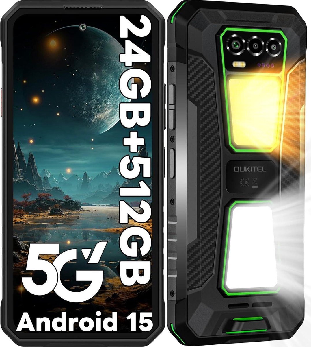 OUKITEL WP58 Pro smarttelefoon 5G-6,7 inch HD-120Hz-64MP camera-10000mAh accu met OTG-IP68/IP69K-MIL-STD-810H-NFC