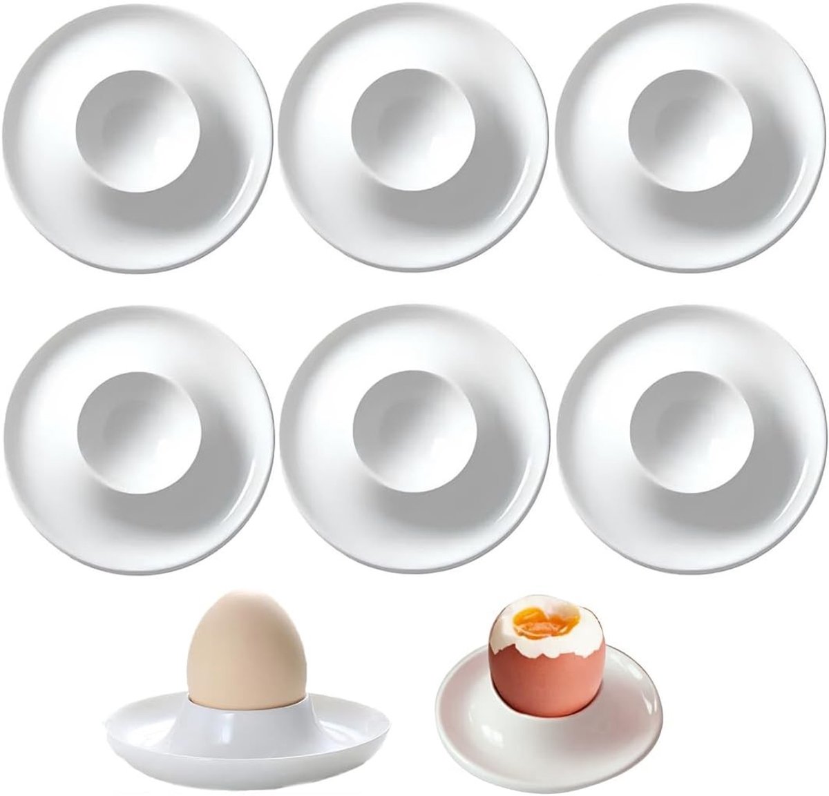Set van 6 Paasei Houder, Stevig en Eenvoudig Schoon te Maken voor Tafelversiering, Thuis, Keuken en Restaurant (Wit)