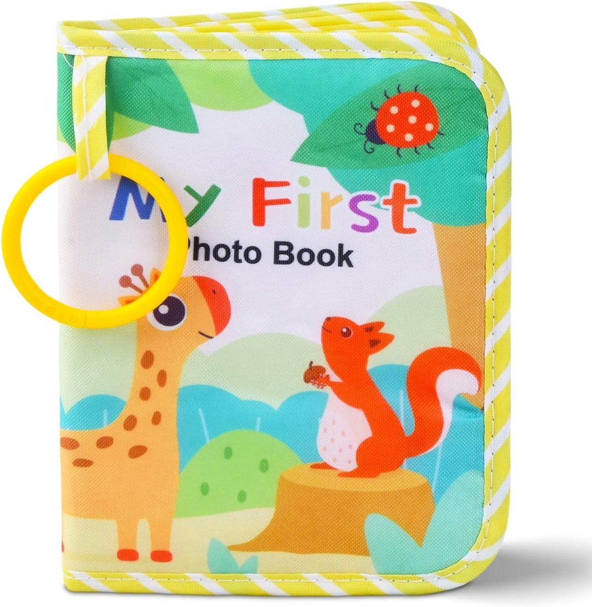 Zacht Fotoboek voor Baby's met 17 Hoezen en Veilig Spiegel, Perfect Kraamcadeau voor Herinneringen (11 x 16 cm)