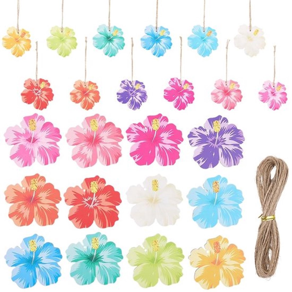 Set van 36 Houten Hibiscus Bloemen voor Decoratie