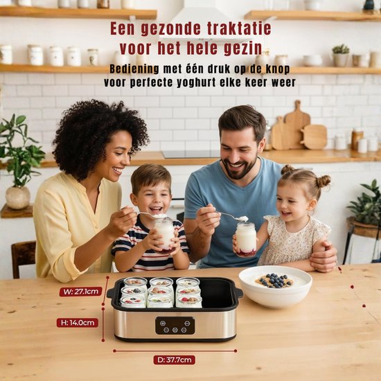 KIRA® Yoghurtmaker - Automatische Yoghurtmachine - 2-in-1 Yoghurtmaker & Ijsmachine - Zilver/Zwart - ‎37cm x 27cm x 14cm van Kira — afbeelding 2