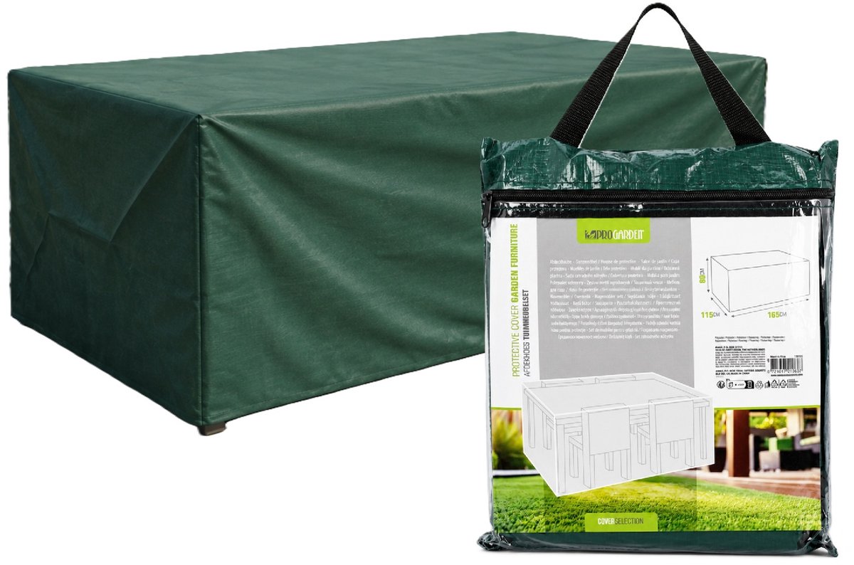 Pro Garden Tuintafel meubelhoes - donker groen - kunststof - 165 x 115 x H80 cm - waterafstotend - rechthoekig Donkergroen