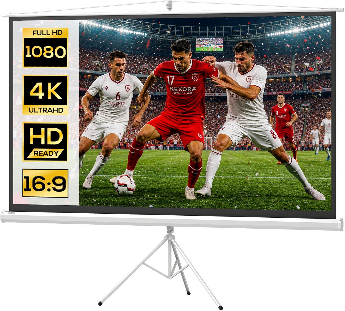 HOMCOM projectiescherm - kunststof - 235,8 x 8 x 136 cm - wit