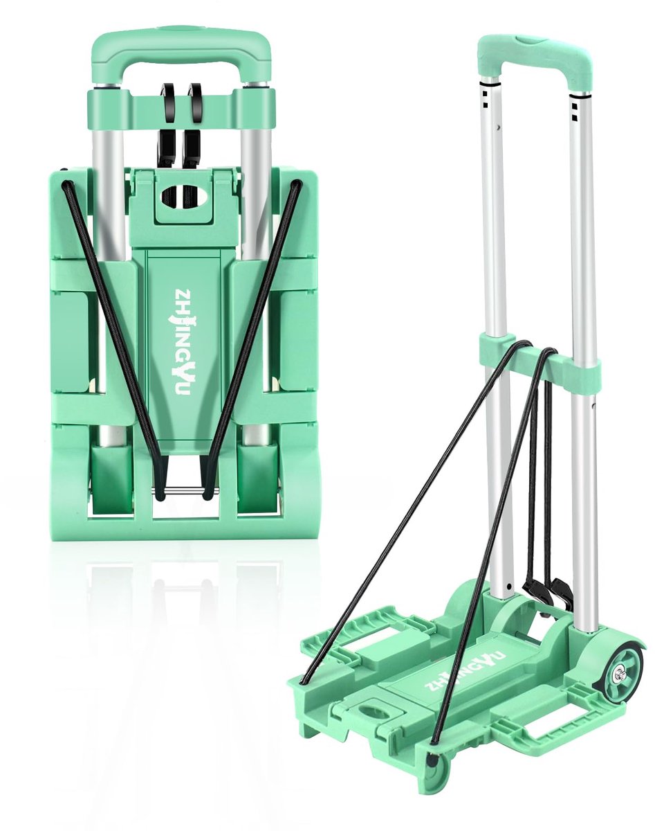 Steekwagen Opvouwbaar – Draagvermogen 35 kg – Aluminium Frame – Verstelbare Handgreep – Compact – Groen
