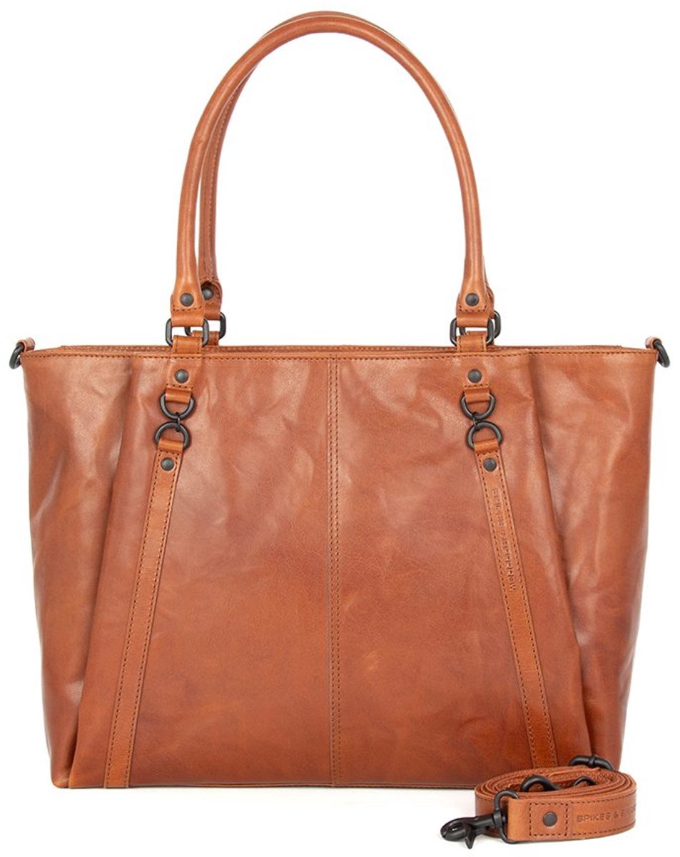 Leren Laptop Schoudertas - 15.6 inch - Dominique - Brandy Cognac