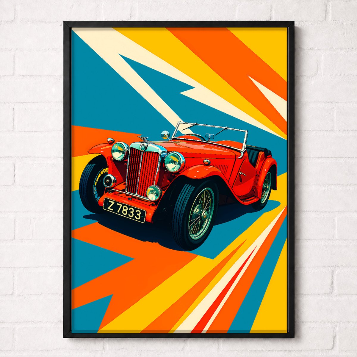 Raceauto Poster - Rode Vintage Roadster - Classic Racing Collection - Posters voor Autoliefhebbers - A1+ 61 x 91,5 cm