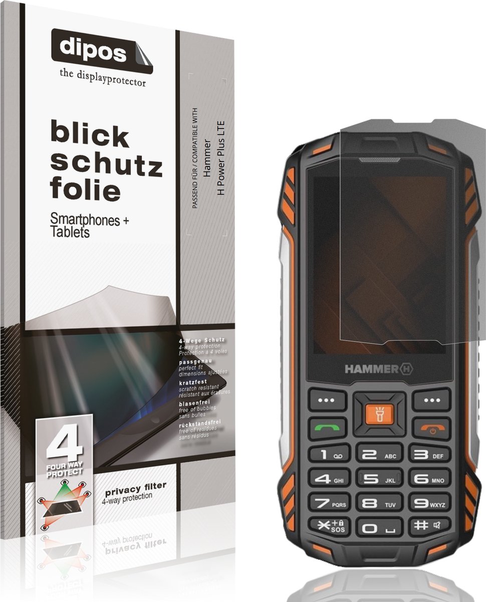 dipos – Matte Privacy Screenprotector geschikt voor Hammer Power Plus LTE | Anti-Spy Beschermfolie
