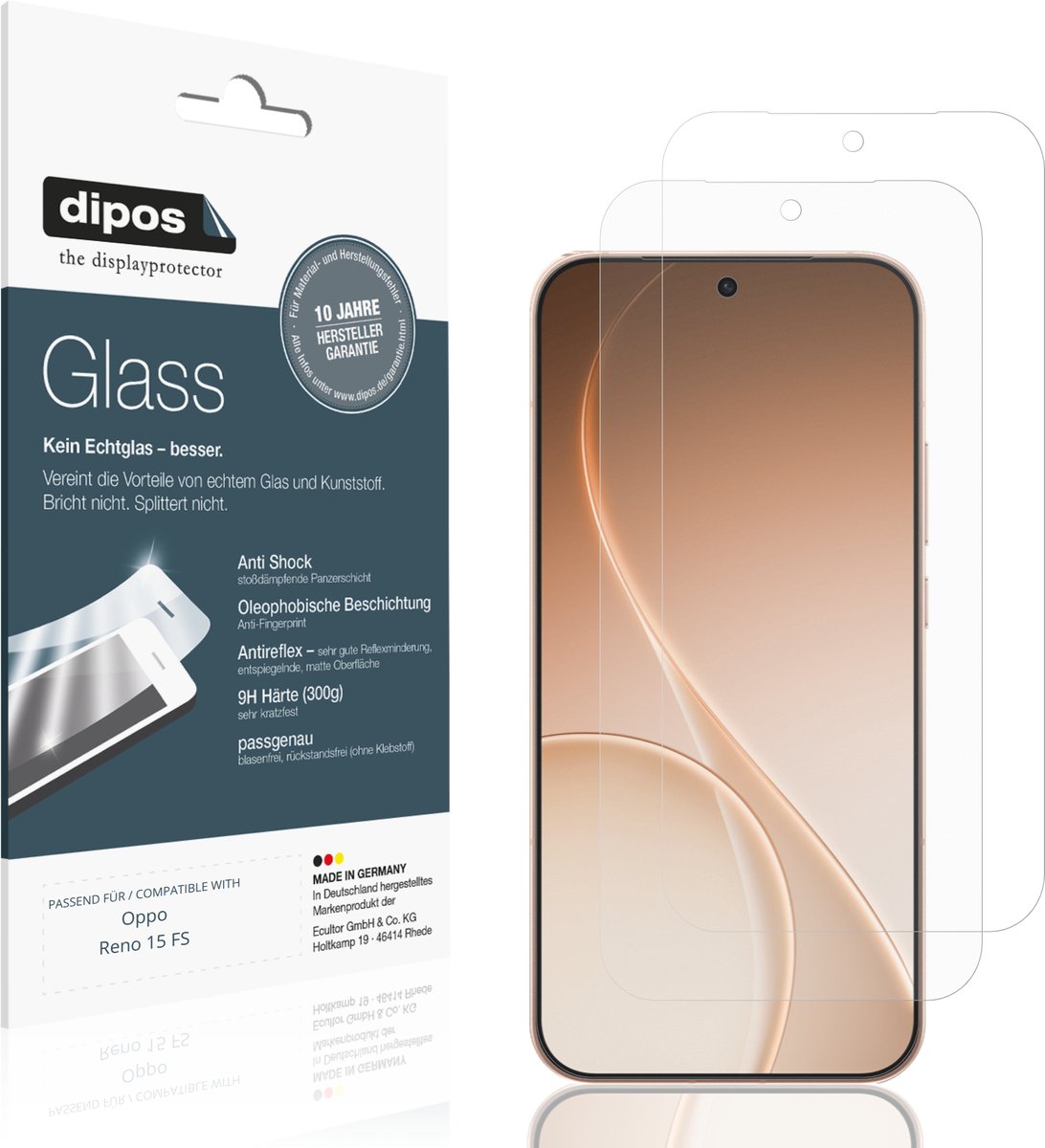 dipos – 2x Matte Pantserfolie geschikt voor Oppo Reno 15 FS | 9H Screenprotector