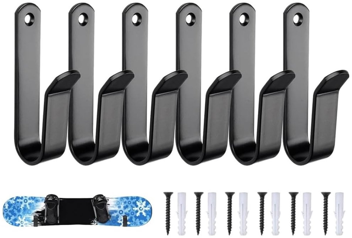 Solidchoice - Horizontale Snowboard Wandbeugel met Schroeven voor Snowboards en Skateboards (Zwart)