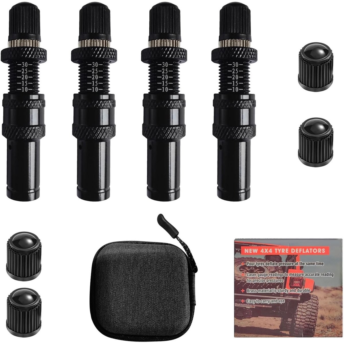 Solidchoice - Set van 4 Automatische Bandventielen voor Auto's en SUV's