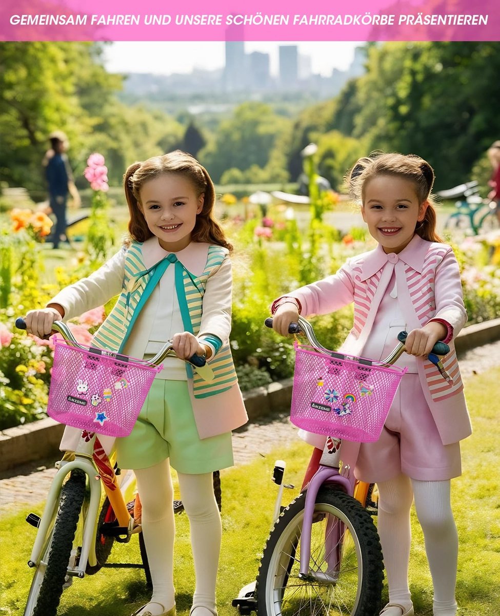 Solidchoice - Metalen Fietsmand voor Kinderen met 30 Clips en Klittenbandsluitingen