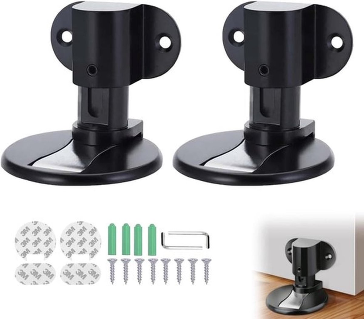 Onzichtbare magnetische deurstoppers van zinklegering - 2 stuks, zelfklevend of geperforeerd