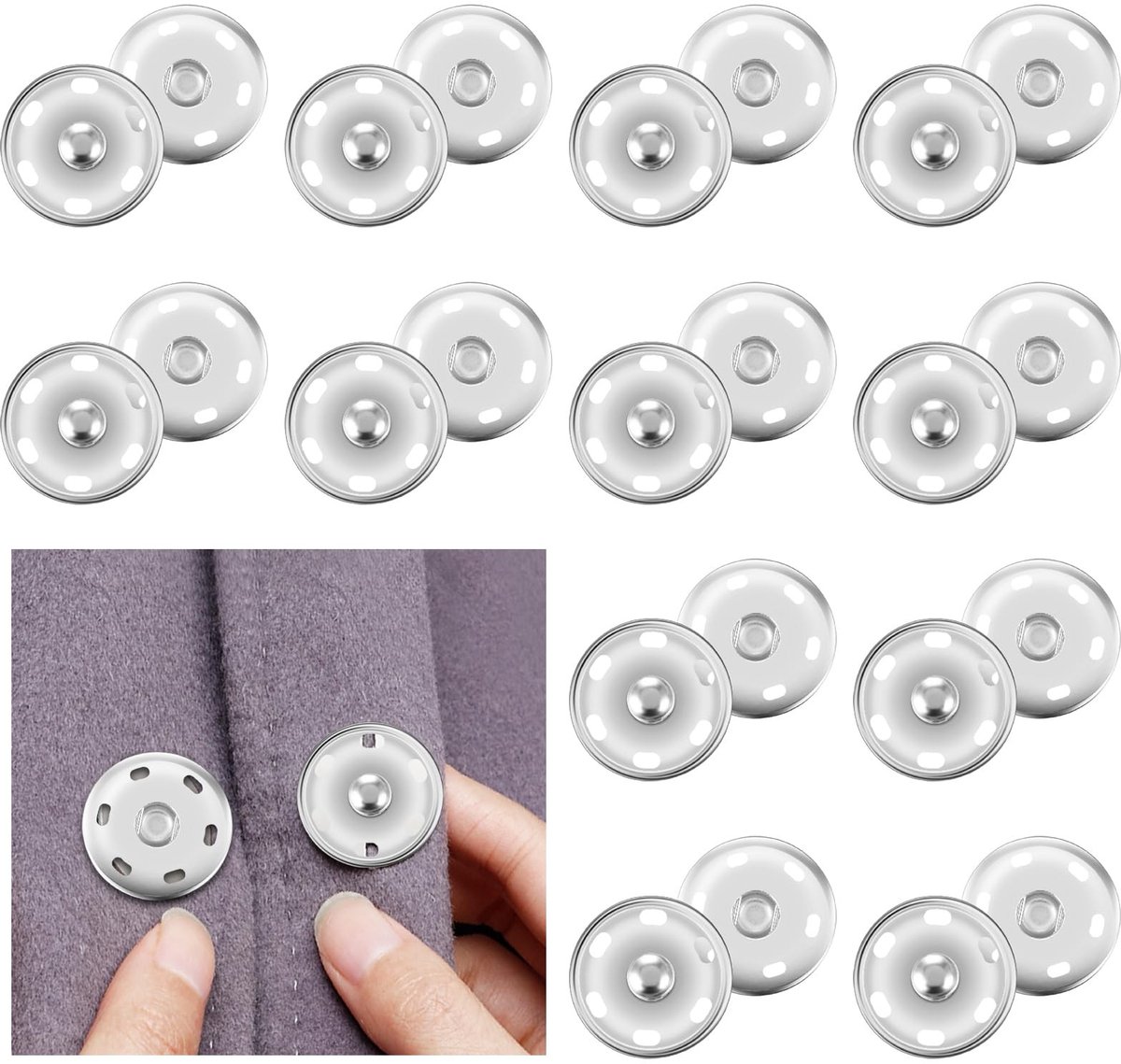 Solidchoice - Set van 12 Metalen Drukknoopjes voor Kleding en DIY