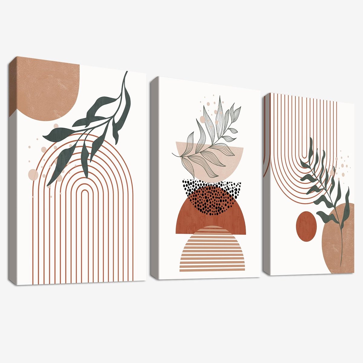 Solidchoice - Set van 3 Minimalistische Wandkunst met Geometrisch Design