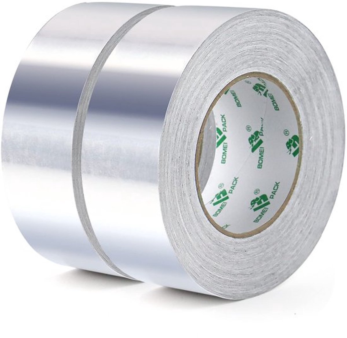 BOMEI PACK Aluminium plakband, 2 rollen, 50 mm x 50 m, zelfklevend aluminium plakband, waterdicht en hittebestendig tape voor het verzegelen, repareren en isoleren