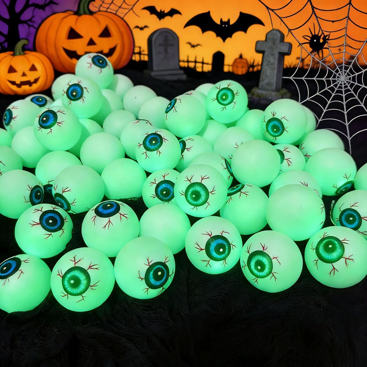 Daity 20 stuks - Lichtgevende Halloween-oogballen - Realistische lichtgevende oogballen - Geschikt als Halloween-feestartikelen, vulling voor cadeautasjes en voor 'trick or treat'-spelletjes.