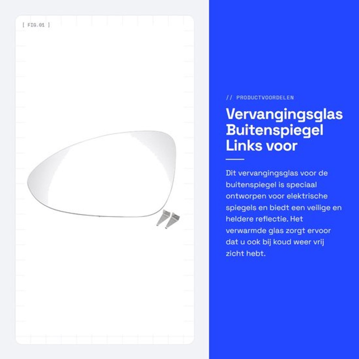 Vervangingsglas Buitenspiegel Links voor Auto Wit Verwarmd