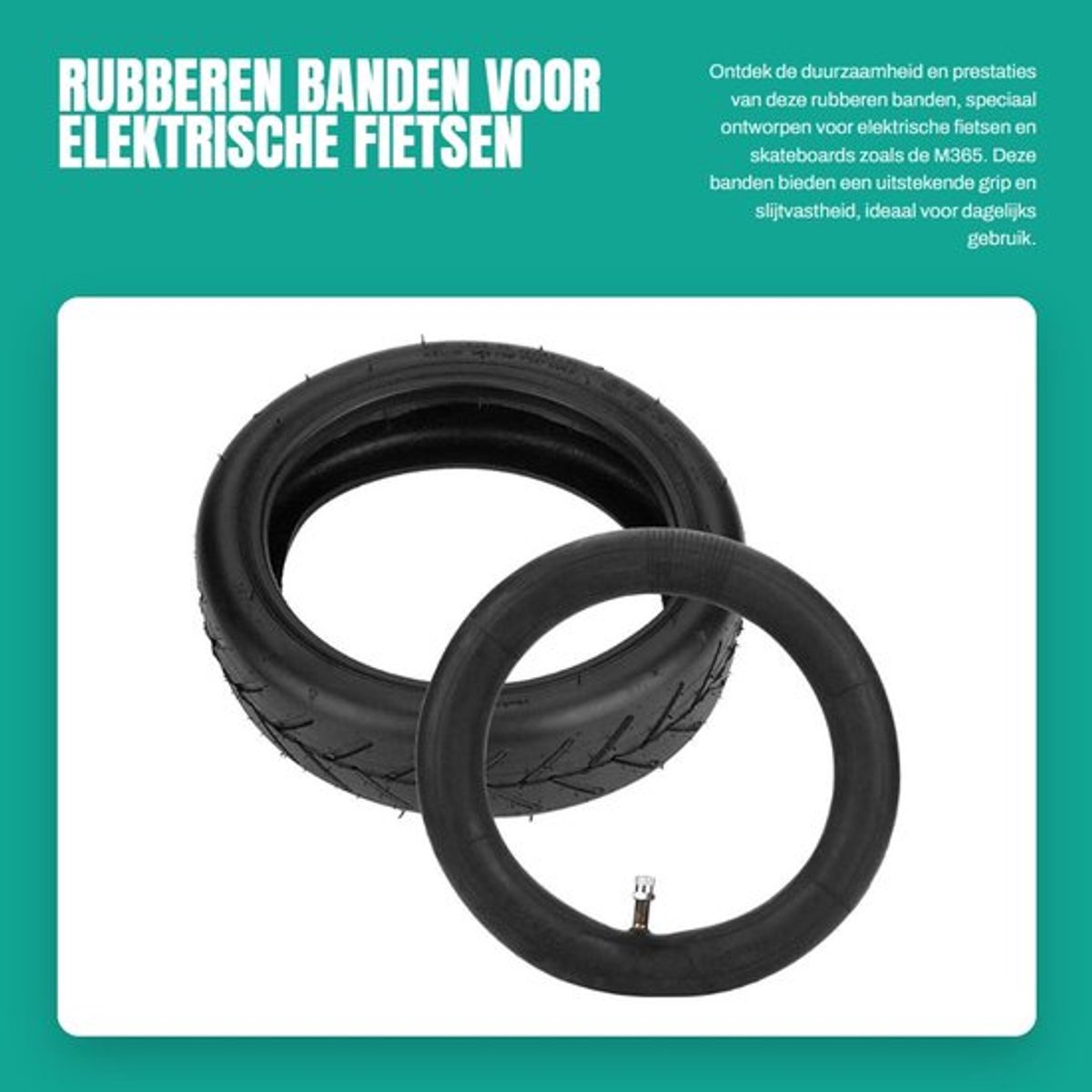 Rubberen Banden voor Elektrische Fietsen - Slijtvast en Antislip - M365 Geschikt - Duurzame Buiten- en Binnenbanden - Voor Skateboards