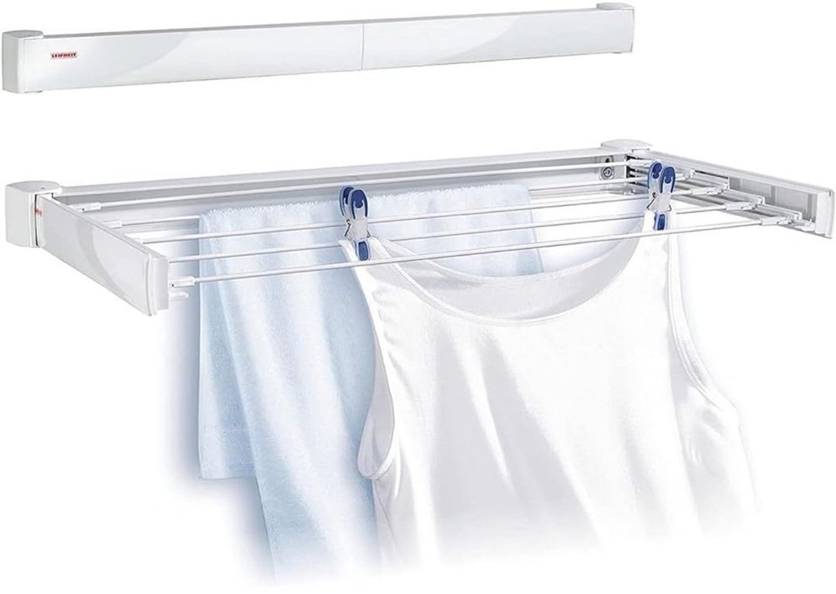 NIVA® Wanddroogrek - Ophangbaar - Wasrek - Wit - 104cm x 54cm x 9cm