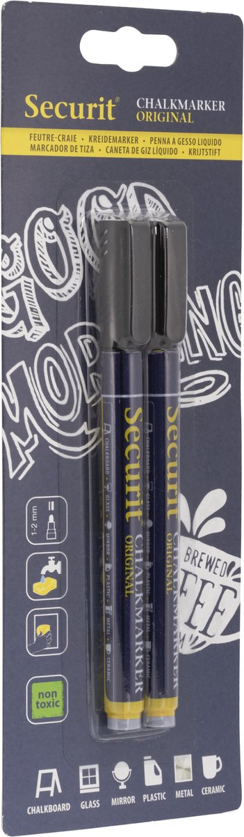 Securit® Original krijtstiftenset van twee stuks in zwart