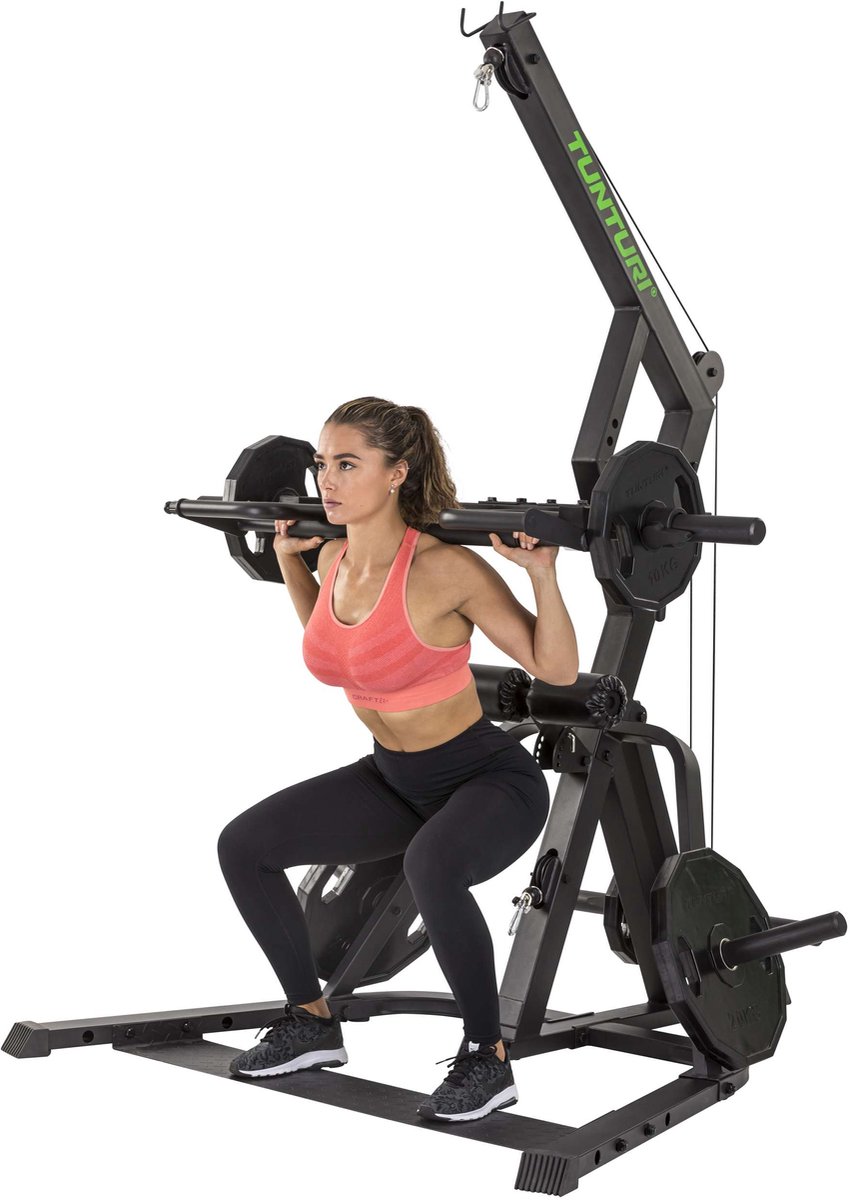 Tunturi UB40 + WT85 Leverage Gym Set - Krachtstation met Verstelbare Halterbank - Pulley Gym - Lat Pulldown - Home Gym - Geschikt voor 30 en 50 mm Halterschijven