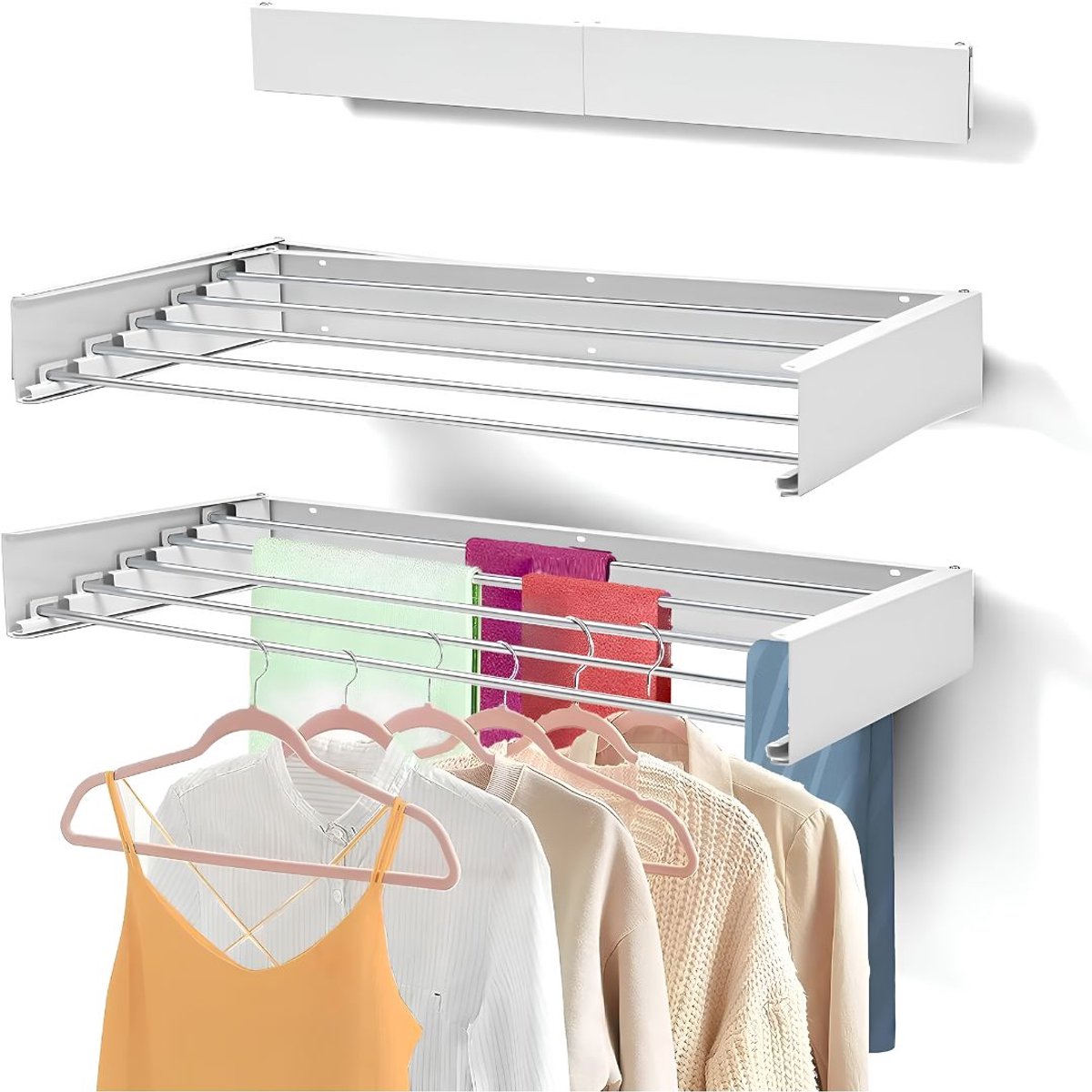 NIVA® Wanddroogrek - Ophangbaar - Wasrek - Wit - 10cm x 80cm x 3cm