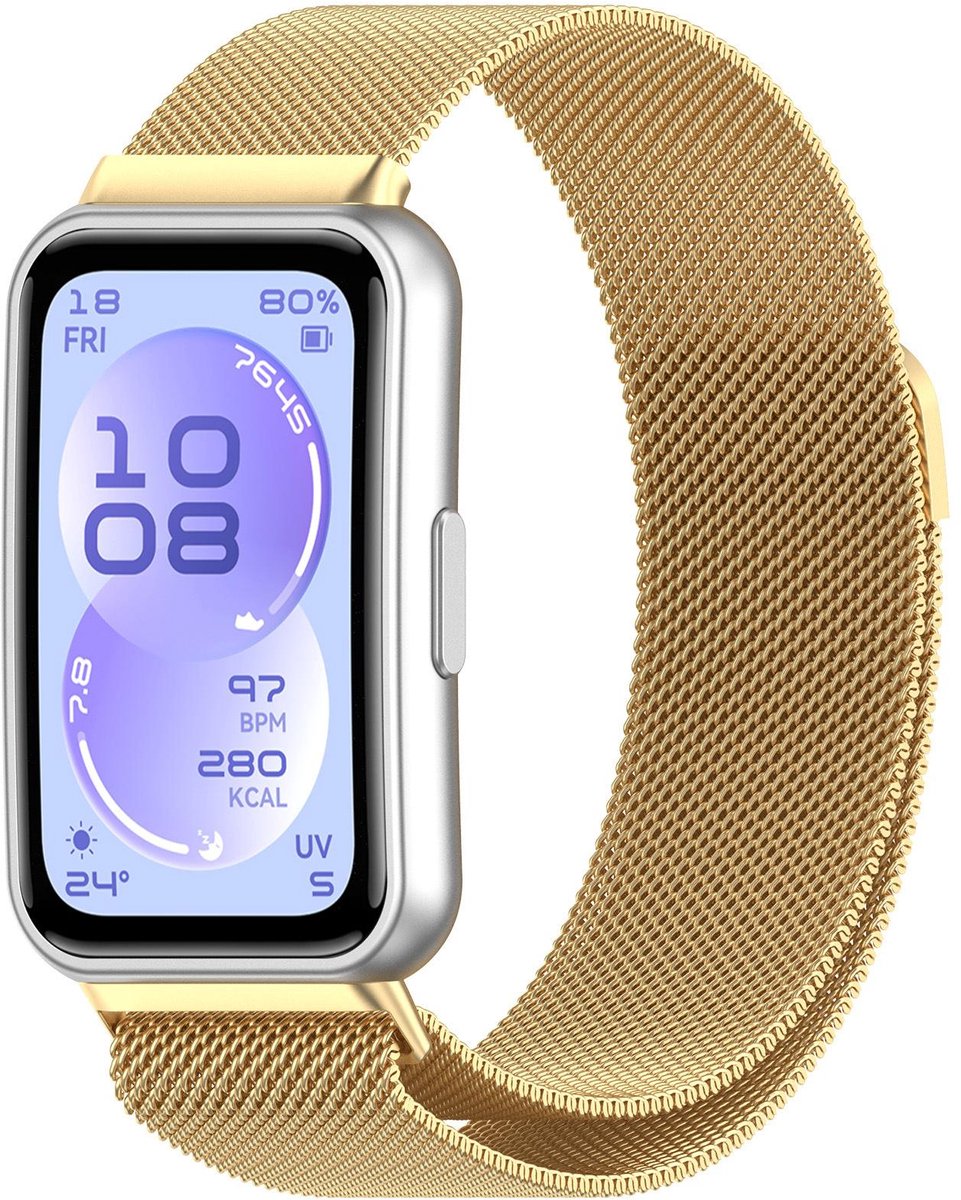 By Qubix - Milanese bandje - Goud - geschikt voor Huawei Band 11 / 11 pro