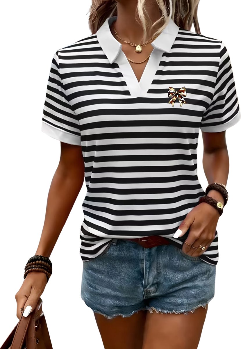 Currero T-Shirt Dames Shirt Zomerkleding T Shirt Mode Old Money Polo Vrouwen Kleding Volwassenen Zwart