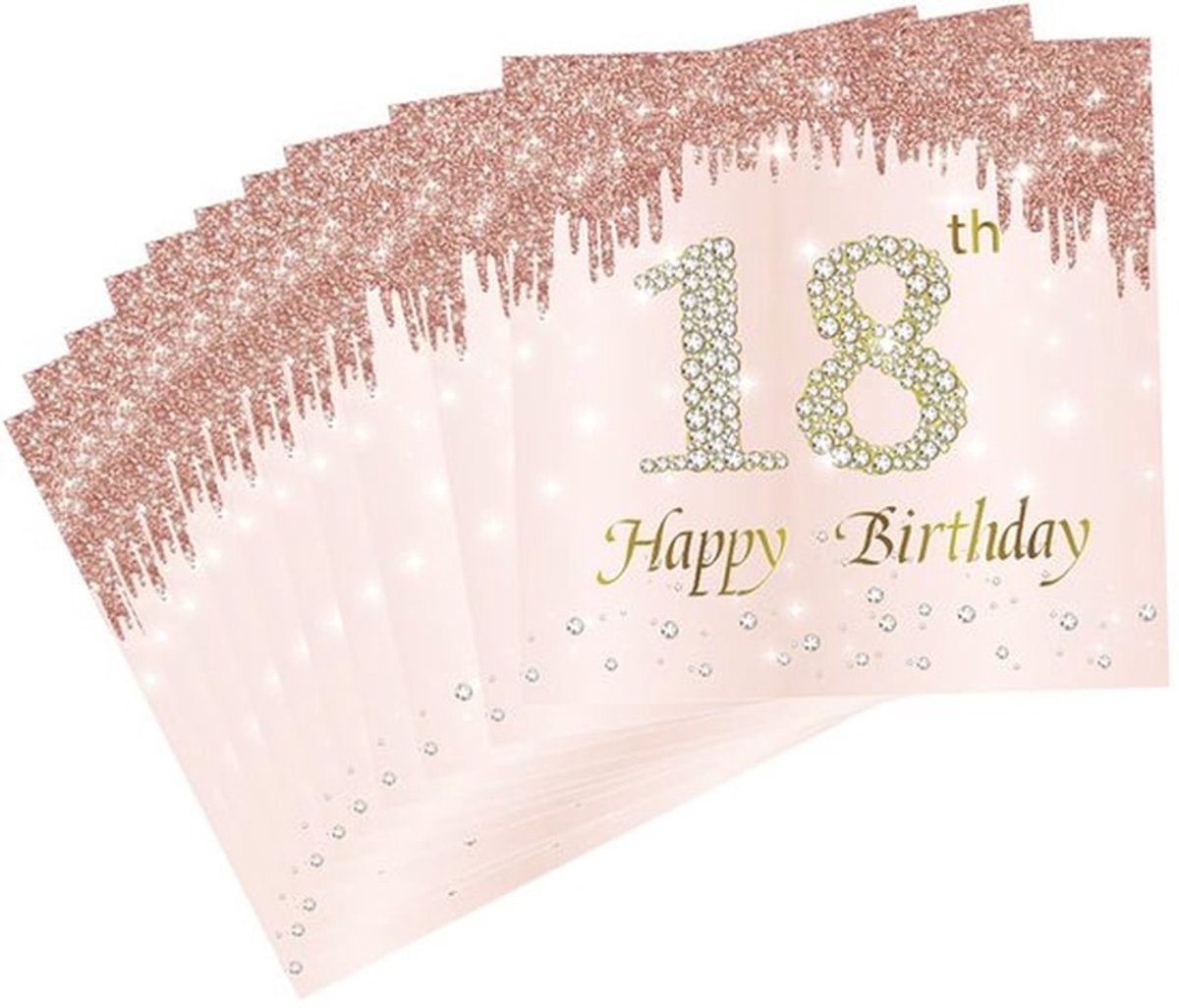 Servetten 40 stuks - Roségouden 18e Verjaardag - Papieren Servetten - Tafeldecoratie - Thema Servetten - 16,5 x 16,5 cm - Feestservetten