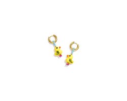 Ducky - Oorbellen - Geel & Glas - Stainless Steel - - Geel