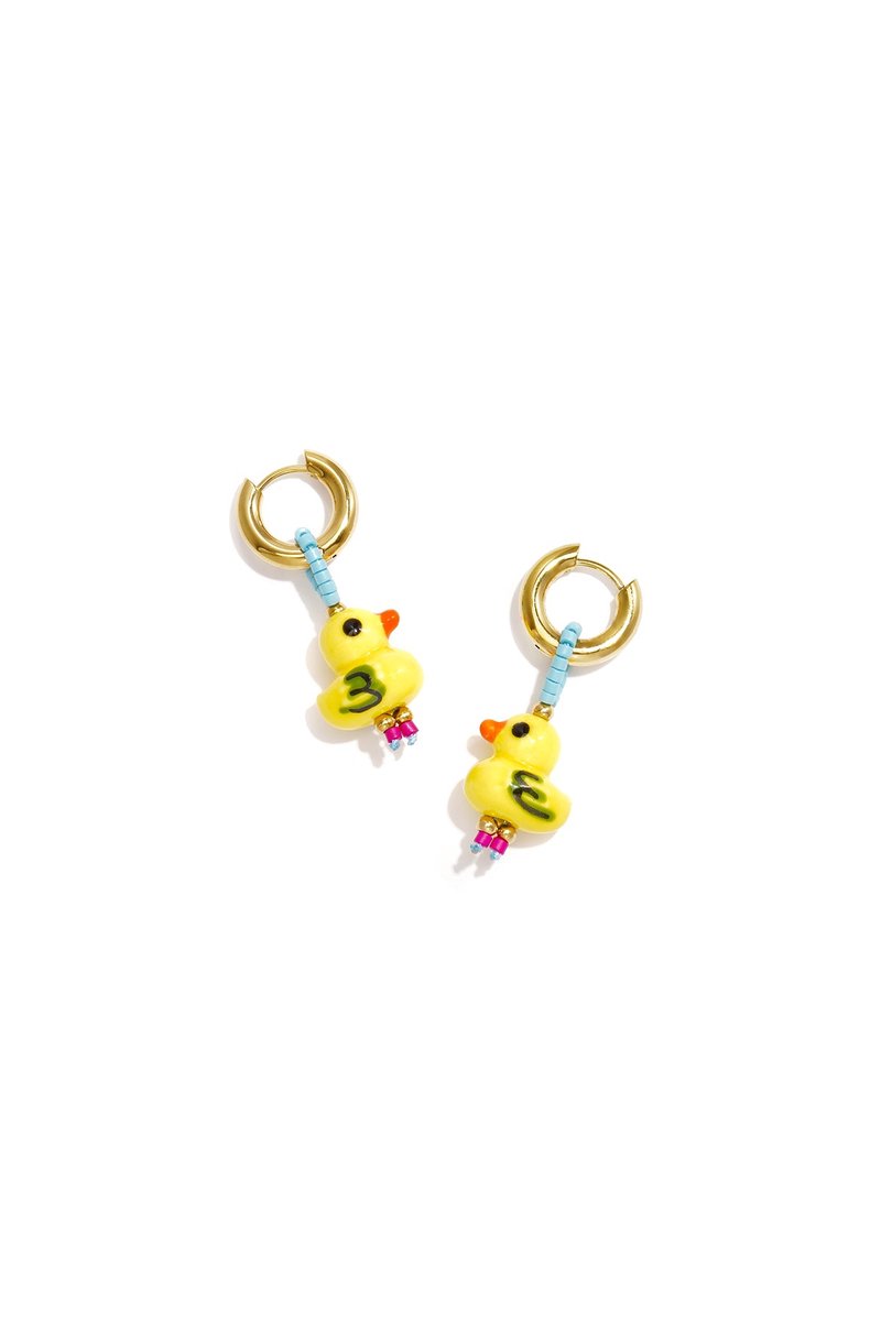 Ducky - Oorbellen - Geel & Glas - Stainless Steel - - Geel